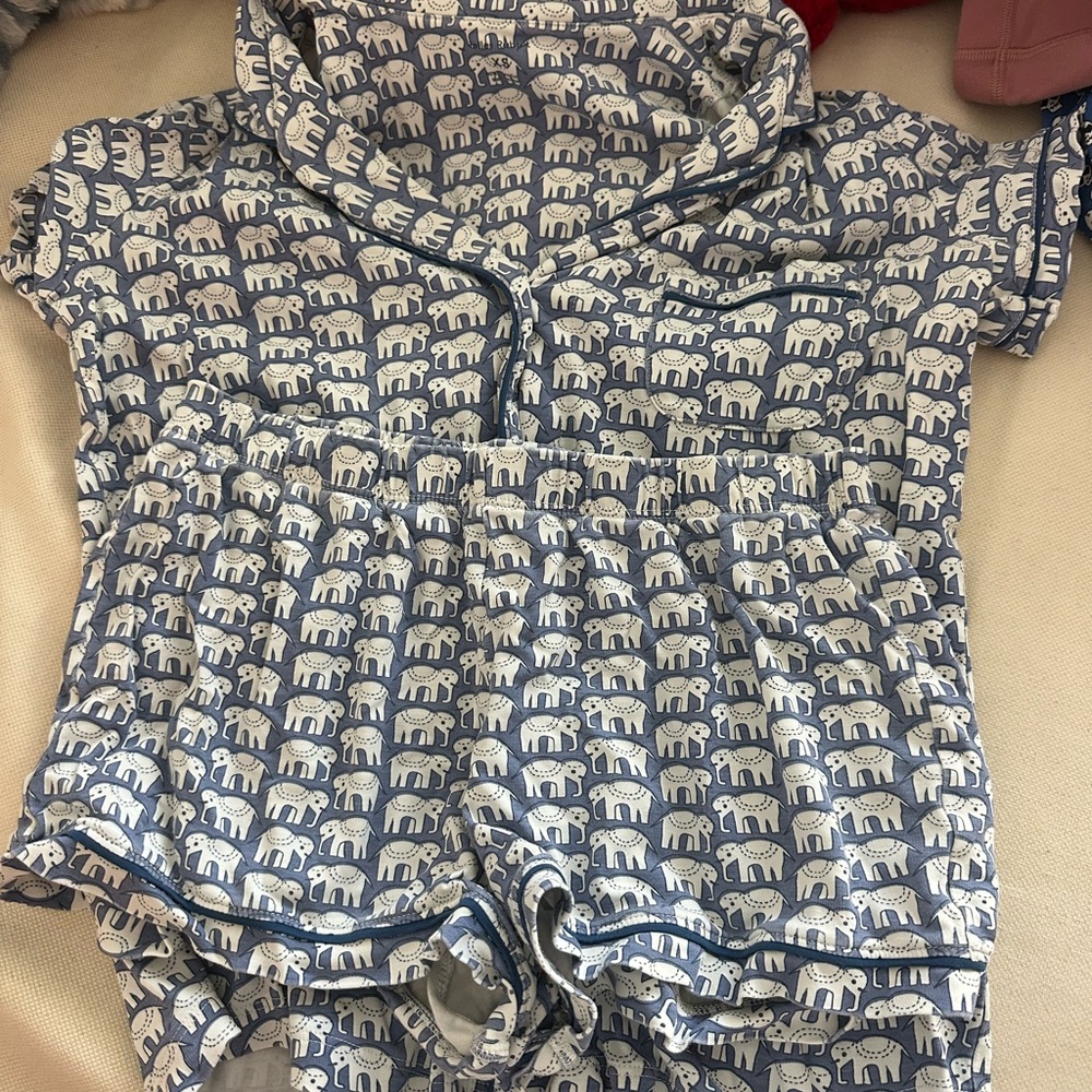 Blue Elephant Print Roller Rabbit